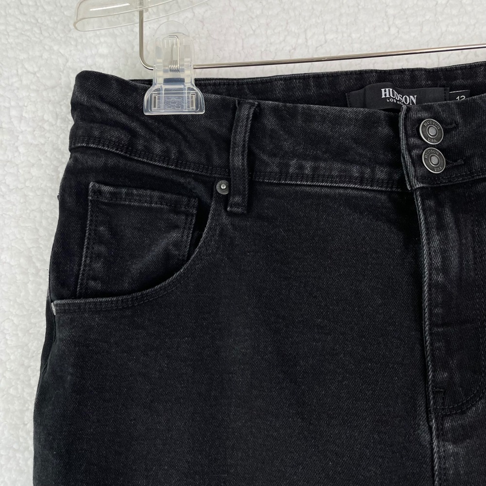Hudson Los Angeles Womens Black Straight Leg Flap Pocket Jeans Size 12 1811754 - Picture 3 of 11